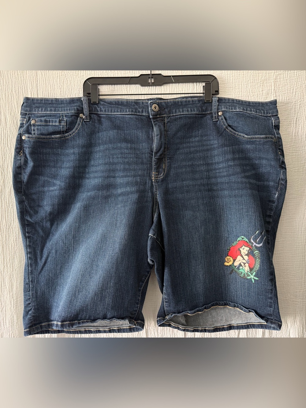 Disney Dark Blue Denim Bermuda Shorts with Ariel Patch